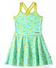 ROVARS Lycra Sleeveless Frock Style Singlet Swimsuit Pineapple Print - Green