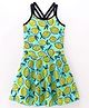 ROVARS Lycra Sleeveless Lemon Print Frock Style Swimsuit - Green