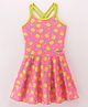 ROVARS Lycra Sleeveless Pineapple Printed Frock Style Swimsuit - Pink
