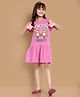Little Marine Half Sleeves Teddy Bears Printed Tiered Dress - Pink