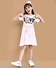 Little Marine Half Sleeves Floral Love Printed A Line Dress - Peach
