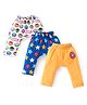 Babyhug Marvel 100% Cotton Interlock Knit Full Length Diaper Legging Avengers Print Pack Of 3 - Yellow White & Blue