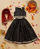 Saka Designs By Sapna Sleeveless Ethnic Motif Foil Printed Coordinating Lehenga Choli With Dupatta - Black