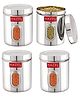 HAZEL Steel Kitchen Storage Containers Tranparent Air Tight Containers for Storage, 1000 ml, Set of 4
