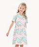Primo Gino  Cotton Blend Knit  Short Sleeves Frock Heart Print - Pink