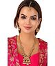 Mansiyaorange Antique Gold Floral Multi Kundan Stone Long Rani Haar With MangTikka Set For Women