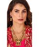 Mansiyaorange Matte Gold Floral Multi Kundan Stone Long Rani Haar With MangTikka Set For Women