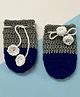 Little Peas Handmade Colour Block Woollen Mittens - Dark Blue & Grey