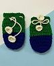 Little Peas Handmade Colour Block Woollen Mittens - Dark Blue & Green