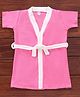 Ben Benny Terry Half Sleeves Solid Colour Bath Robe- Pink