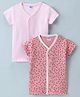 Ben Benny Interlock 100% Cotton Knit Half Sleeves Set Of Vests Solid & Polka Dot Print Pack of 2 - Light & Dark Pink