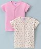 Ben Benny Interlock 100 % Cotton Knit Half Sleeves Set Of Vests Pack of 2 Solid & Polka Dot Print - Pink & White