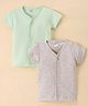 Ben Benny Interlock 100%  Cotton Knit Set Of Vests Half Sleeves  Solid & Star Print  Pack of 2- Green & Grey