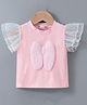Kookie Kids Sleeveless Top with Bow Applique Frill Detailing - Pink