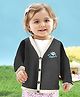 MOMISY Full Sleeves Placement Panda Detailed Cardigan - Dark Grey