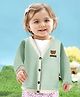 MOMISY Full Sleeves Placement Teddy Detailed Cardigan - Light Green)