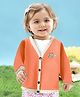 MOMISY Full Sleeves Placement Dinosaur Detailed Cardigan - Orange