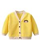 MOMISY Full Sleeves Doll Printed Front Open Cardigan - Yellow