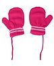 Kid-O-World  Striped Pattern Mittens -  Dark Pink