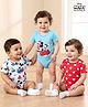 Babyhug Disney Interlock Cotton Knit Half Sleeves Onesies Star & Mickey Mouse Print Pack of 3 - Multicolor