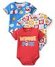Babyhug Disney Cotton Interlock Knit Half Sleeves Onesies with Winnie The Pooh Graphics Pack of 3 - Multicolour