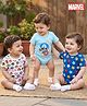 Babyhug Marvel  100% Cotton Half Sleeves Onesies with Avengers Graphics Pack of 3 -Multicolour
