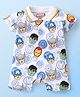 Babyhug Marvel 100% Cotton Knit  Half Sleeves Romper Avengers Print - Blue