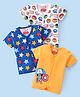 Babyhug Marvel 100% Cotton Knit Half Sleeves Jhabla With Avengers & Star Print Pack Of 3 - White Navy Blue & Yellow