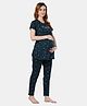 Fabme Half Sleeves Amazing You Text &  Cycle Printed Maternity Top & Pajama Set With Concealed Zipper Nursing Access - Dark Green