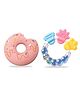 Chinmay Kids Baby Food Shape Silicone Donut Teether & Bell Teether Pink & Blue