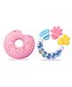 Chinmay Kids Baby Food Shape Silicone Donut Teether & Bell Teether Purple & Blue