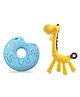 Chinmay Kids Silicone Baby Teether Giraffe and Donut Shape Baby Teething Toy Cartoon BPA Free Teether (Blue - Yellow)