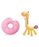 Chinmay Kids Silicone Baby Teether Giraffe and Donut Shape Baby Teething Toy Cartoon BPA Free Teether Purple & Yellow