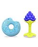 Chinmay Kids Silicone Baby Donut and Stand Teether Shape Baby Teething Toy Cartoon BPA Free Teether Blue  & Blue