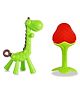 Chinmay Kids Silicone Baby Teether Giraffe and Stand Shape Baby Teething Toy Cartoon BPA Free Teether Green & Red