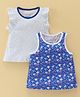 BUMZEE Pack Of 2 Sleeveless Floral  Printed Tee & Top Set - Royal Blue & White