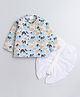 Polka Tots Full Sleeves Baby Elephant Print Angrakha Kurta With Dhoti Set - White