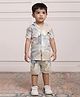 Polka Tots Half Sleeves Colour Splashed Coordinating Cotton Shirt & Shorts Set - Multi Colour
