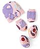 Bonfino 100% Cotton Printed Caps Mittens & Booties Set - Pink