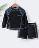 Kookie Kids Full Sleeves  Printed Two Piece Swimsuit -  Black