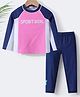 Kookie Kids Full Sleeves Two Piece Swimsuit Text Print -  Pink