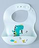 Silicone Bib With Dino Print- Light Blue