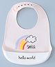 Silicone Bib With Rainbow Print-  Pink