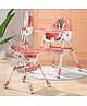 High Chair with Wheels and Printed Cushion - Red| 5 Point Harness| Wheels with Lock| Compact Fold| Removable Double Food Tray| Reclining Backrest