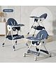High Chair with Rocking Function and Cushioned Seat - Blue| 5 Point Harness| Wheels with Lock| Compact Fold| Removable Double Food Tray| Reclining Backrest