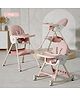 High Chair with Rocking Function and Cushioned Seat - Pink| 5 Point Harness| Wheels with Lock| Compact Fold| Removable Double Food Tray| Reclining Backrest