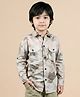 Polka Tots Full Sleeves Camouflage Printed Shirt - Grey & Pink