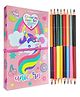 Zyamalox Unicorn Theme Cartoon Coloring Book with 8 Double-Sided Color Pencils - Art and Craft Drawing Set for Boys, Girls, Toddlers 3+ Years Old - Ideal Return Gift for Kids (Unicorn Design)