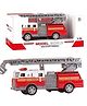 Sanjary  Die cast Metal Fire Brigade Truck with Stretchable Ladder & Push Back Function Toy for kids -Color May Vary