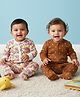 The Mom Store Pack Of 2 Full Sleeves Teddy & Fruits Printed Rompers - Multi Colour